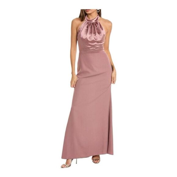 After Six Women's Pink Mauve Open Back Maxi Dress size 6